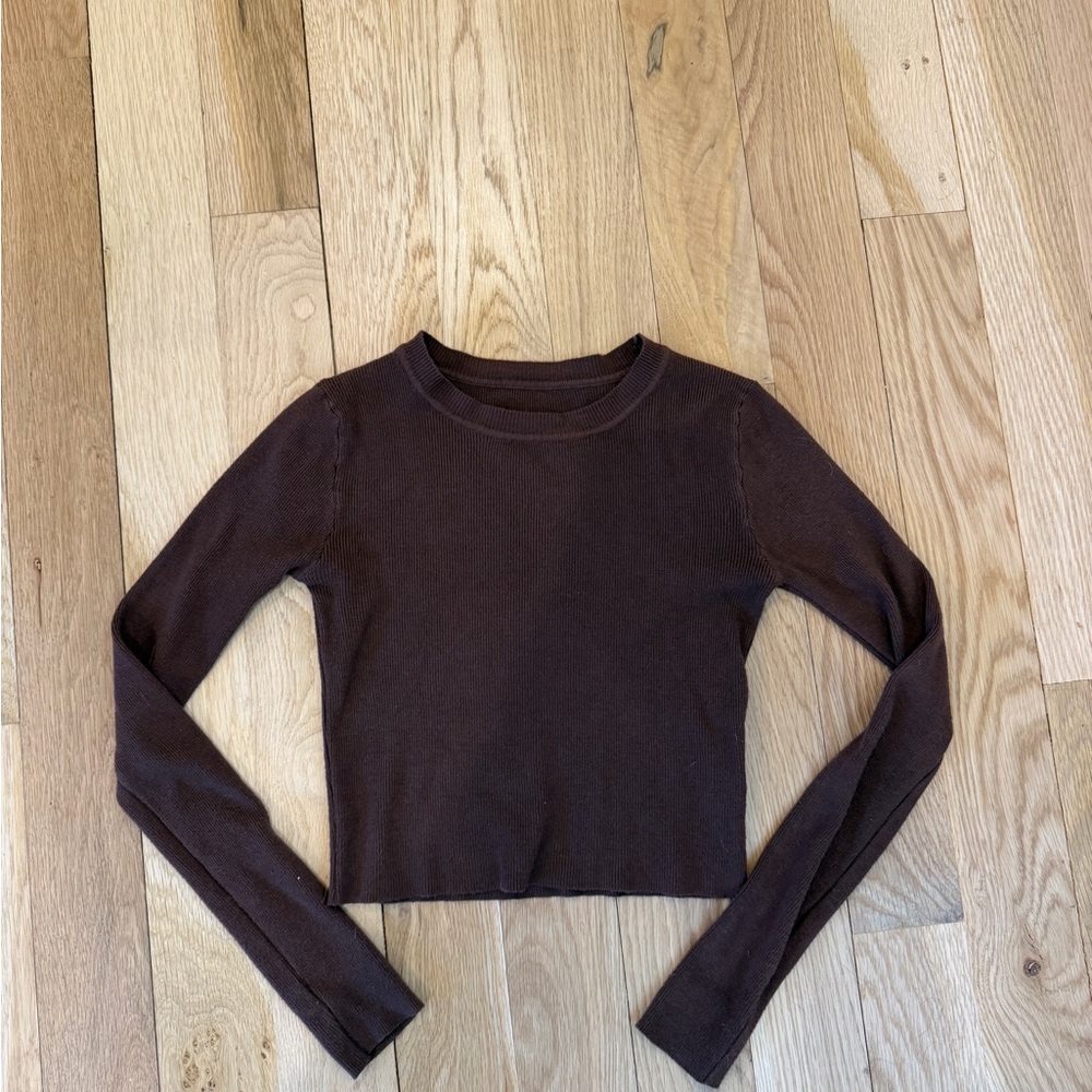 Elegant Brown Long Sleeve Top
